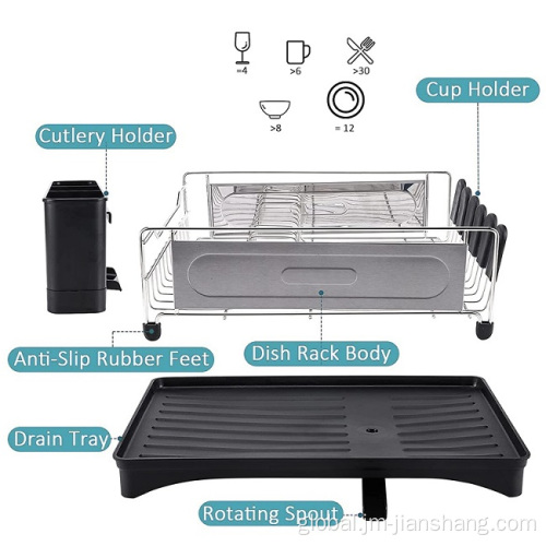 Dish Rack With Tray Rust Proof Dish Drainer For Kitchen Countertop Supplier